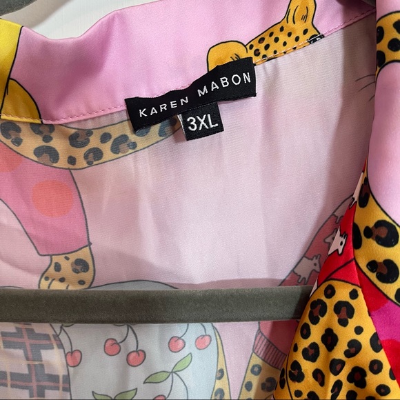 NWOT KAREN MABON Luxury Silk Pajama Set - Pink Leopards - Neiman Marcus 3XL - Picture 4 of 7